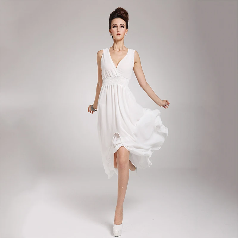 Новинка 2017 года поступления Высокая Талия Женское платье нерегулярные шифон