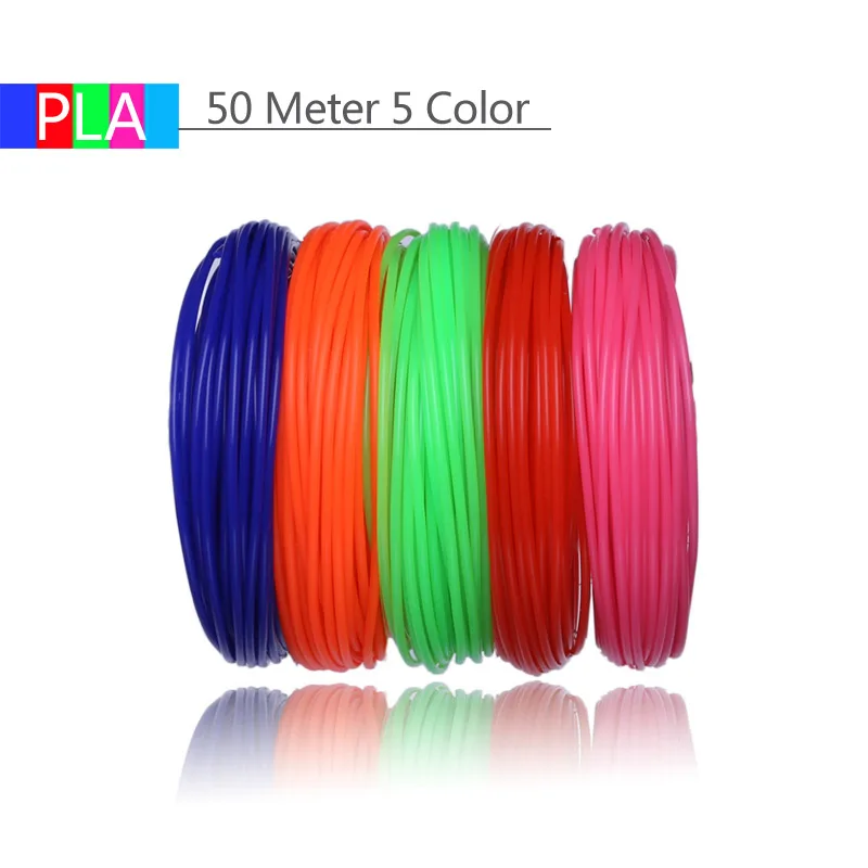 50 Meter 5 Color 10 цветов, 100 метров, нить для 3D принтера, PLA 1,75 мм, пластиковый материал для 3D ручки, игрушки для рисования и печати, подарки для детей - Цвет: 50 Meter 5 Color
