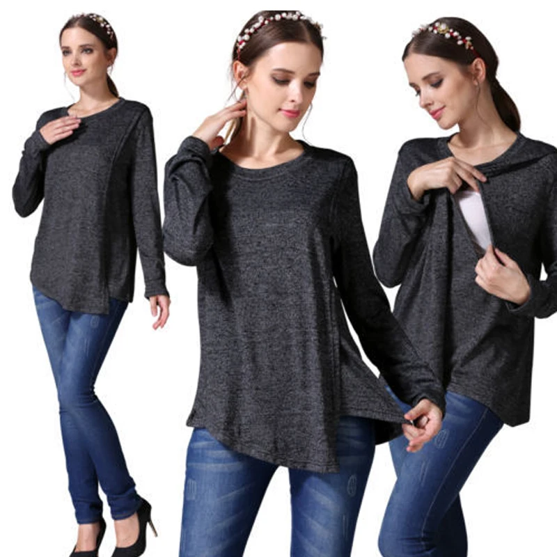 Модная одежда для беременных сезон осень зима футболка с длинными рукавами