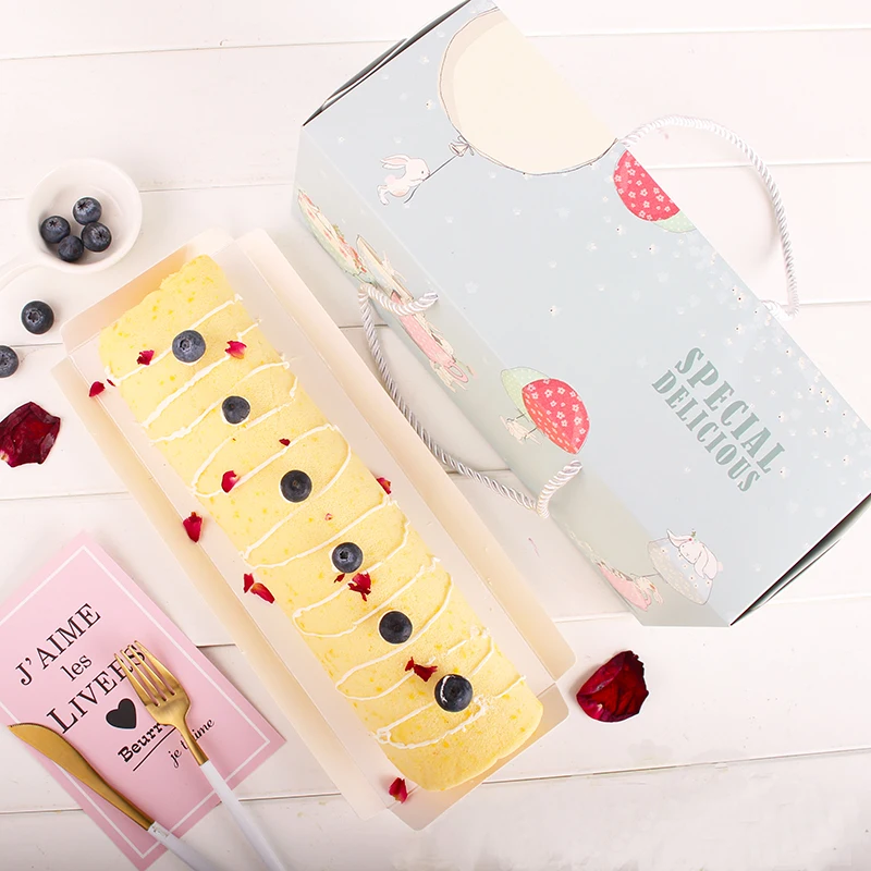 5 шт. бумажная коробка для торта с ручками hello rabbit упаковка еды свадебная