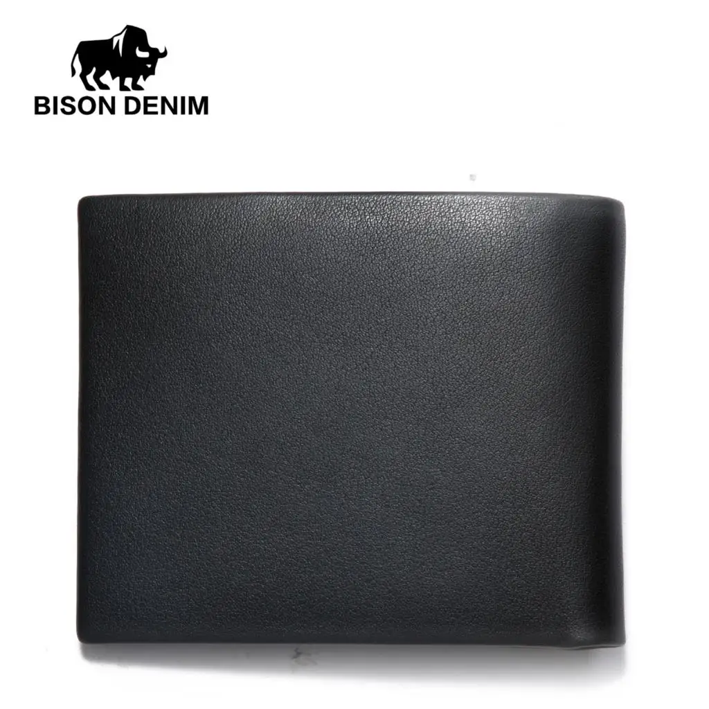 BISON DENIM новинка мужской кошелек из коровьей кожи для визиток денег кошельки