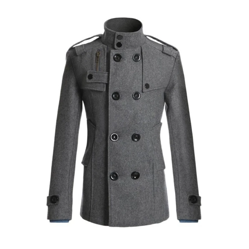 

Men's Wool Coat Winter Long Woolen Coat Men Casual Slim Double Breasted Woolen Jacket Warm Overcoats Trench Coat Men's Clothing