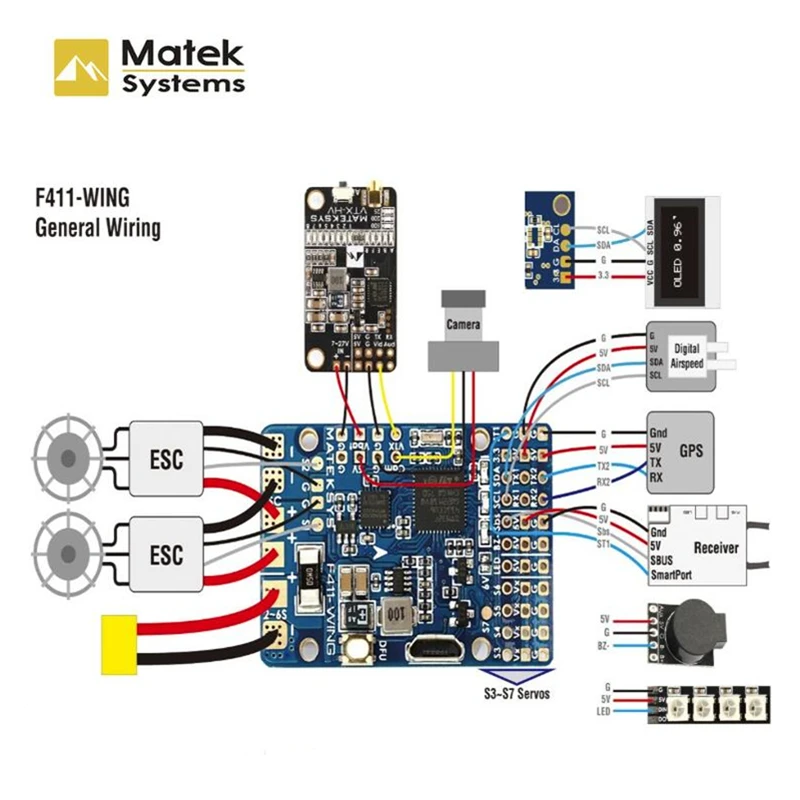 Система управления полетом Matek система STM32F411 с поддержкой INAVOSD MPU6000 BMP280 крыло