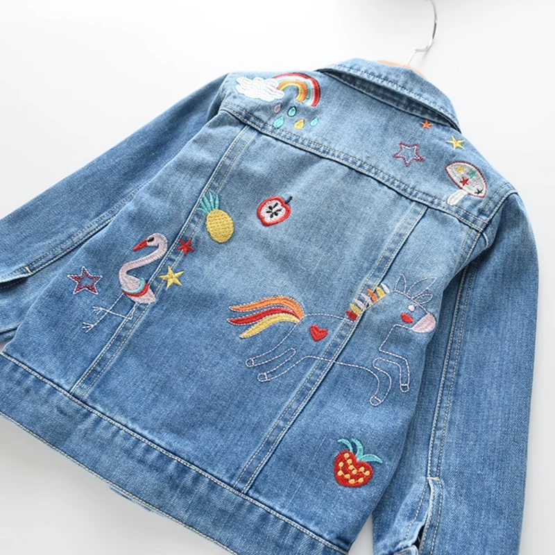 Fashion Girls Jackets And Coats Unicorn Embroidery Boys Denim Coat Kids Jackets Spring Autumn Denim Jackets For Children Coat