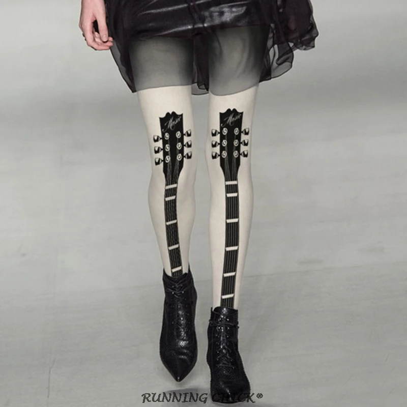 Колготки с принтом гитары Новинка Сезон осень зима|autumn and winter|socks sockautumn new |