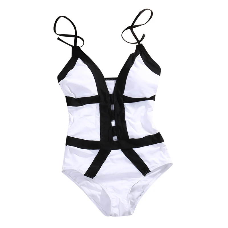 Одна деталь push up Монокини Trikini Для женщин глубокий v-образным вырезом ванный