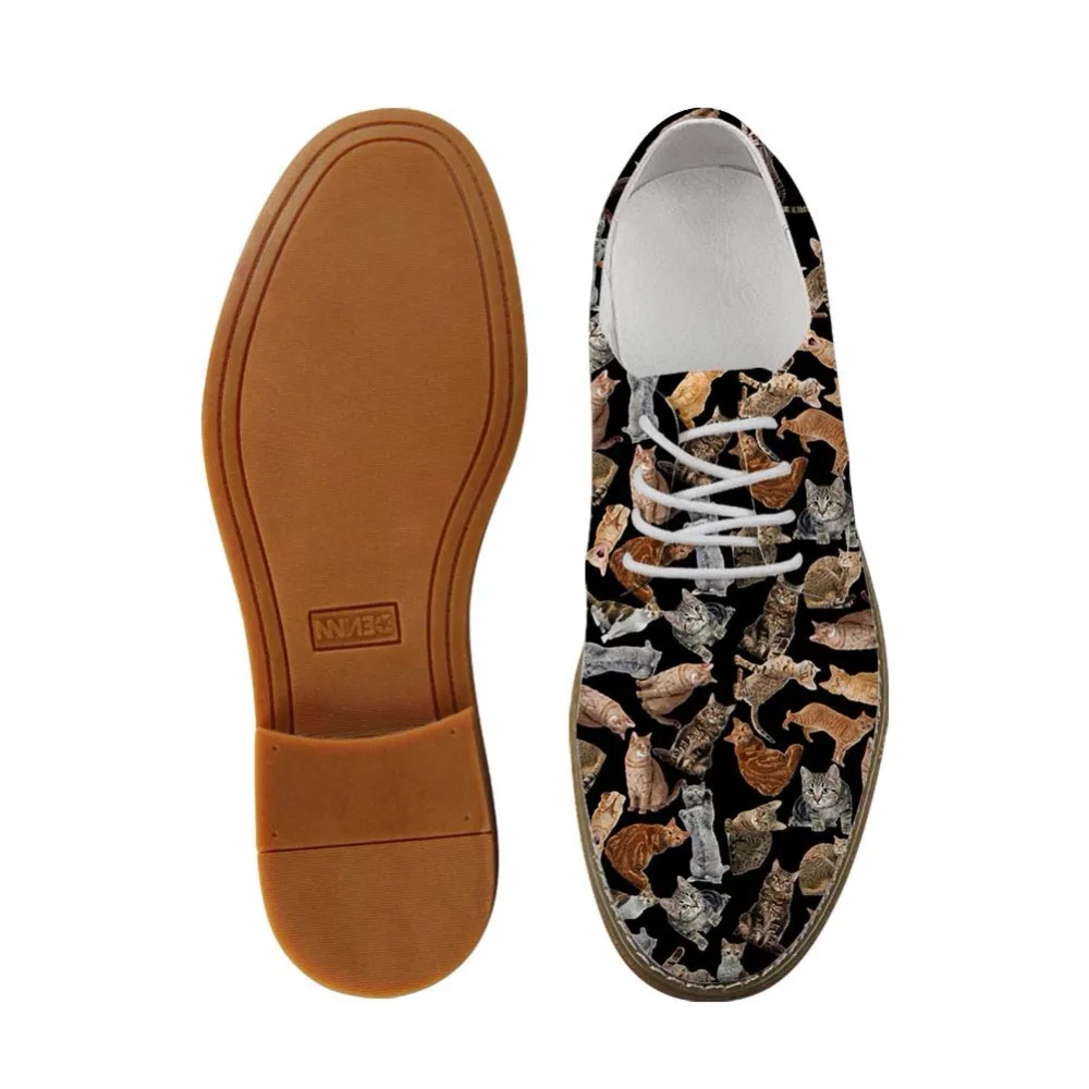 

Noisydesigns Men Casual Business Dress Shoe Crowded Cats Print Boys Loafers Comfortable Leisure PU Leather Lace Up Oxfords shoe