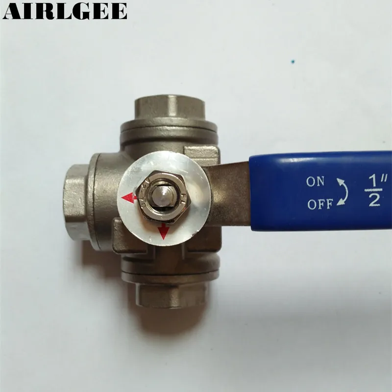 DN15 G1/2 &quotЖенский 3-полосный l-порт 304 шаровой клапан из нержавеющей стали водяное