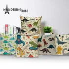 Подушка в виде динозавра, чехол с изображением животных, разноцветные чехлы для подушек, детские милые декоративные наволочки для диванных подушек
