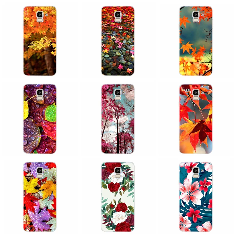 Чехол на телефон Samsung Galaxy A3 A5 2016 2015 2017 prime J1 J2 J3 J5 J7 S8/plus Note 8 с узором листьев и цветов из TPU силикона C100.