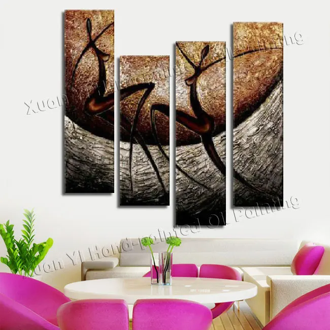 Ручная роспись 4 предмета холст настенное искусство плавающий в небе красота