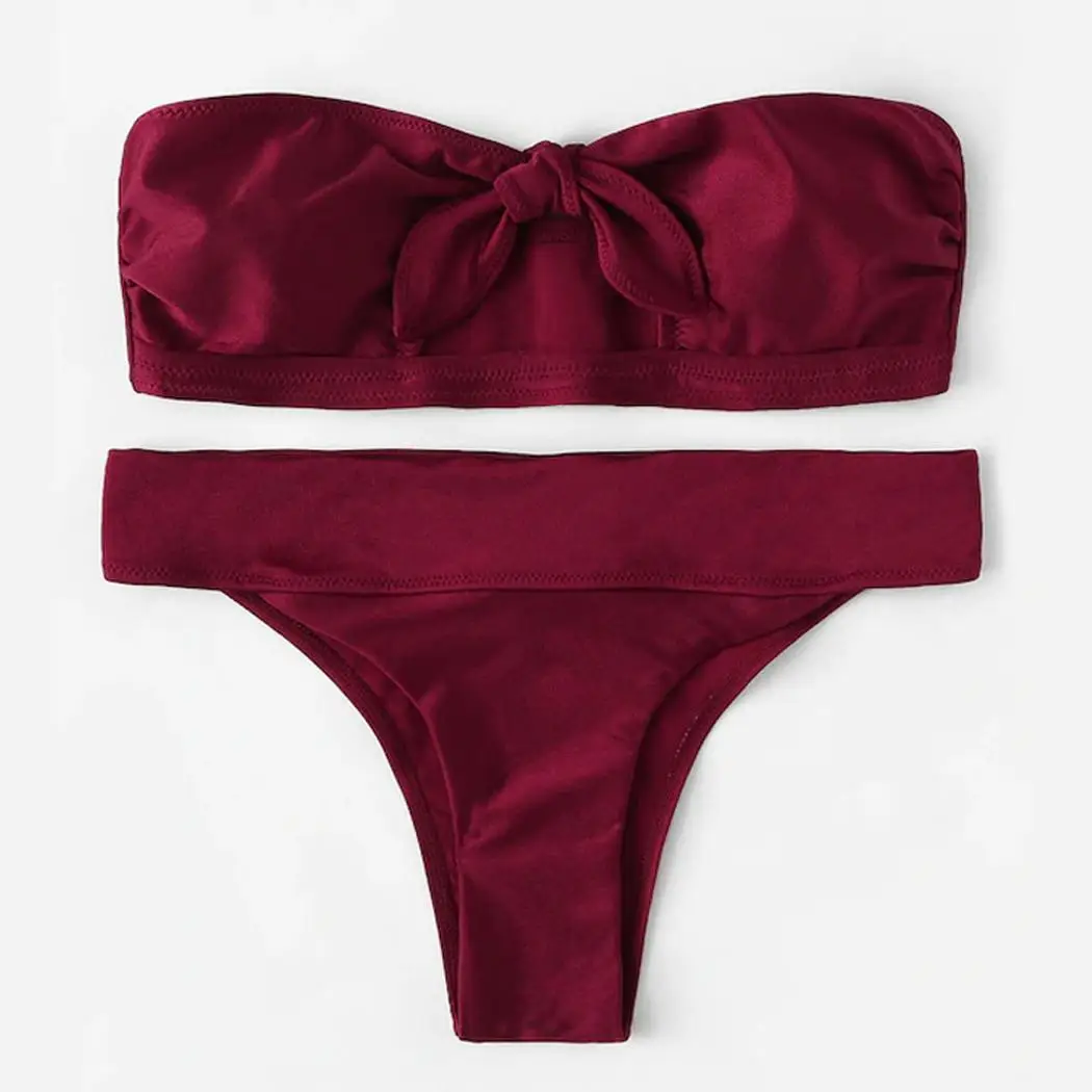 Для женщин с открытыми плечами без бретелек сплошной бикини дно да пляжные