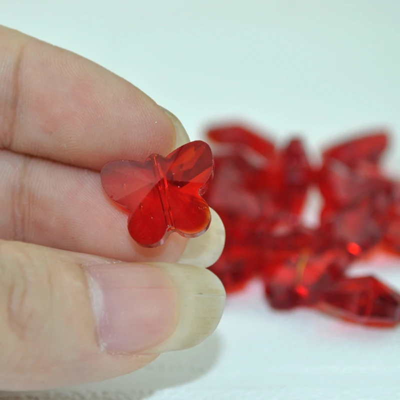 Free Shipping 20Pcs 12x14mm Dark Red Butterfly Crystal Beads Cute Glass Charms For Jewelry Making Bracelet Craft DIY | Украшения и
