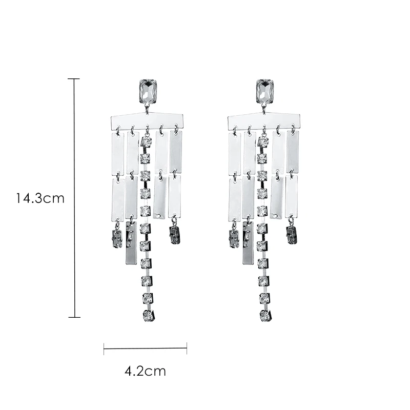 925 silver needle exaggerated long temperament ladies earrings retro tassel rhinestone female | Украшения и аксессуары