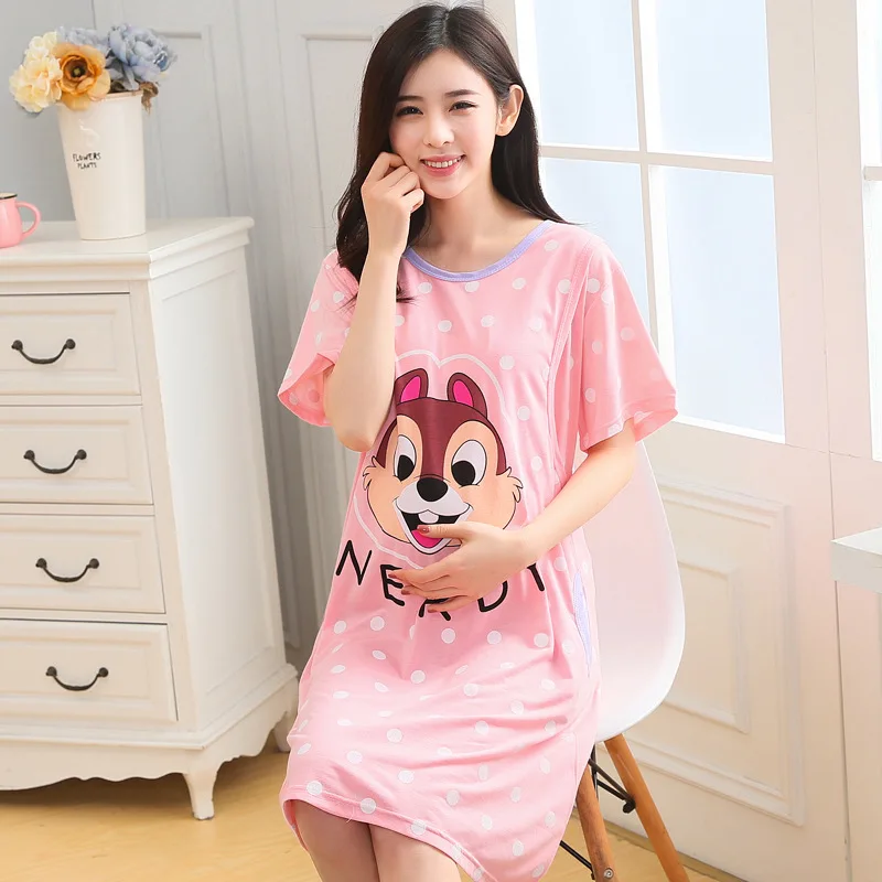 Платье с рисунком для беременных женщин Летняя Пижама Тонкая хлопковая одежда