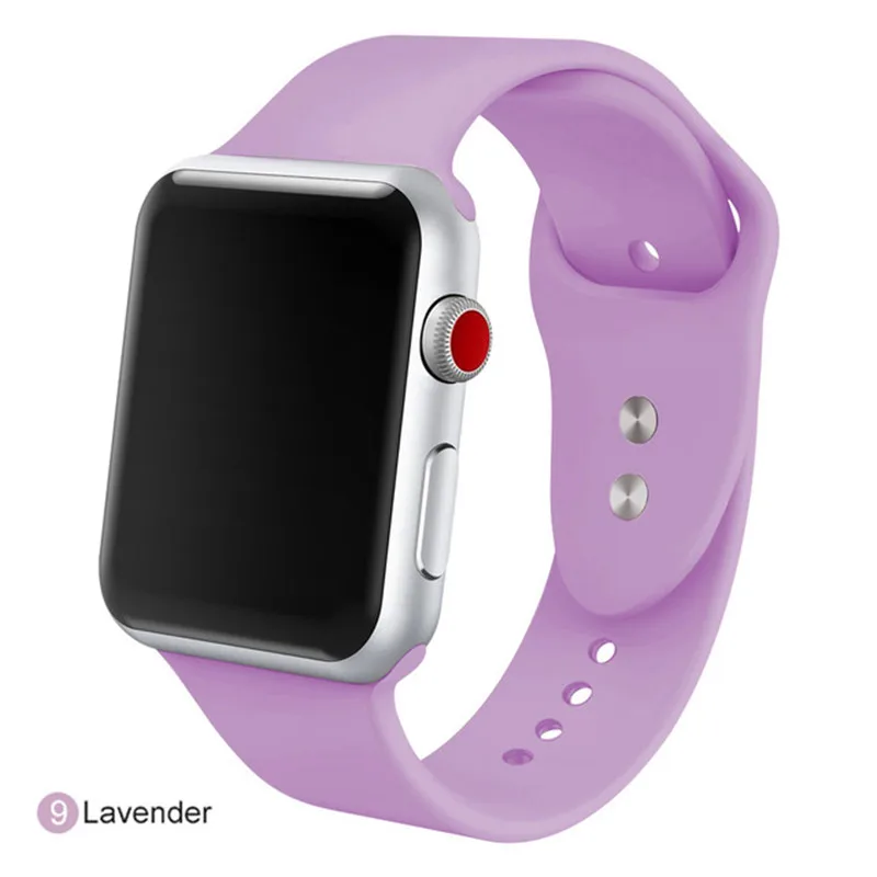 lavender Мягкий силиконовый сменный ремешок для Apple Watch band 4, 5, 44 мм, 40 мм, браслет для iWatch series 3/2/1, 42/38 мм, аксессуар - Цвет ремешка: lavender