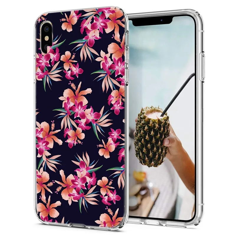 Силиконовый чехол для iPhone 7 Plus 6 S XR XS Max мягкий из ТПУ с цветными листьями 6S 8 X M122 |
