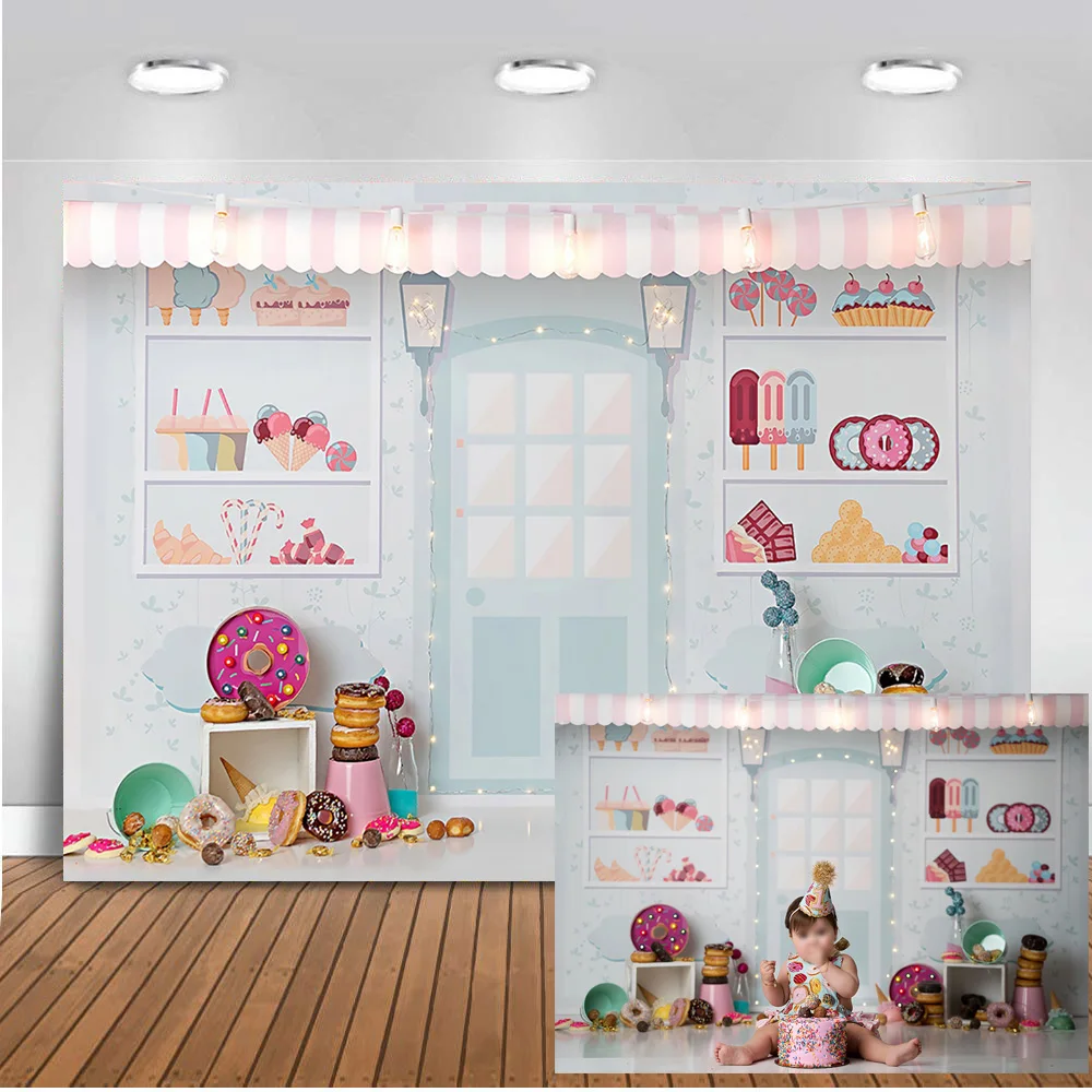 Mehofoto Candy Bar Sweet Girl Photo Background Birthday Party Photography Backdrops Sweet Shoppe Cake Table Banner Decoration enlarge