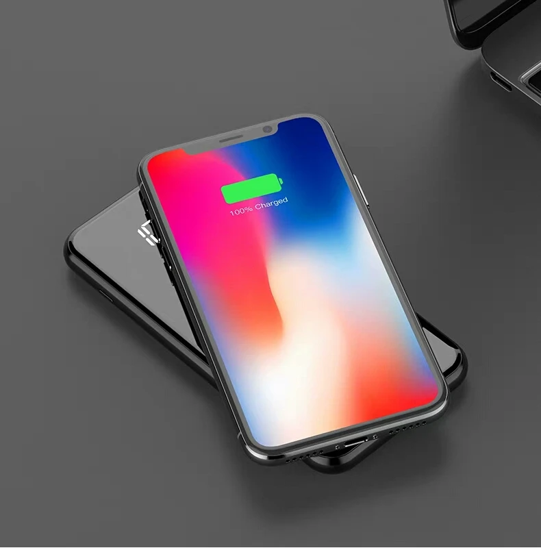 Беспроводное зарядное устройство Qi 10000 мАч для iPhone Samsung Xiaomi портативное с двумя