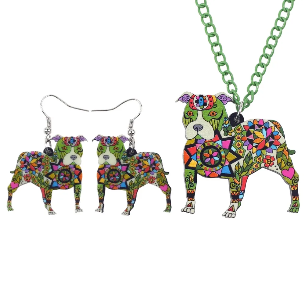 WEVENI акриловое ожерелье и серьги с собакой питбуля Бостон-терьером ювелирные