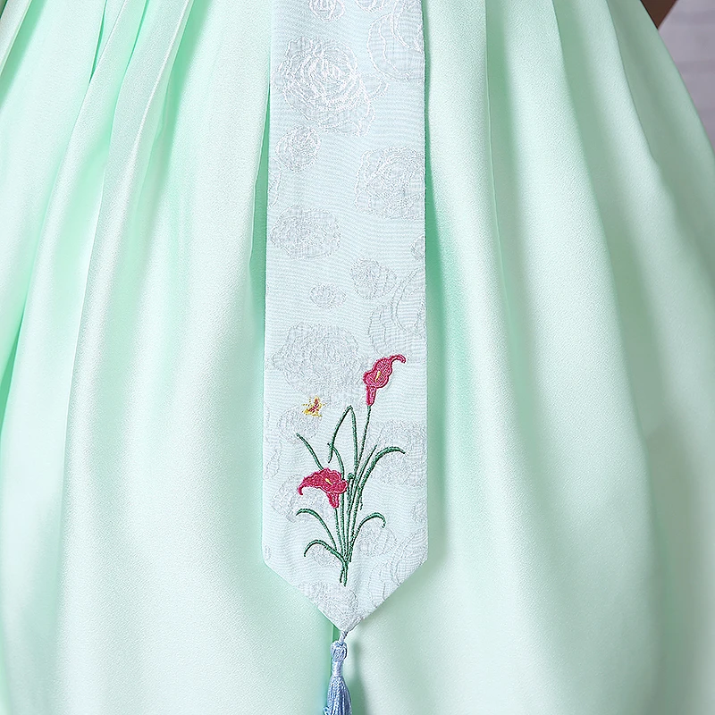 Элегантная женская обувь; большие размеры Korea Hanbok китайское традиционное платье Женский Национальный в Корейском стиле детский танцевальный костюм с вышивкой в Корейском стиле «ханбок» для повышения производительности