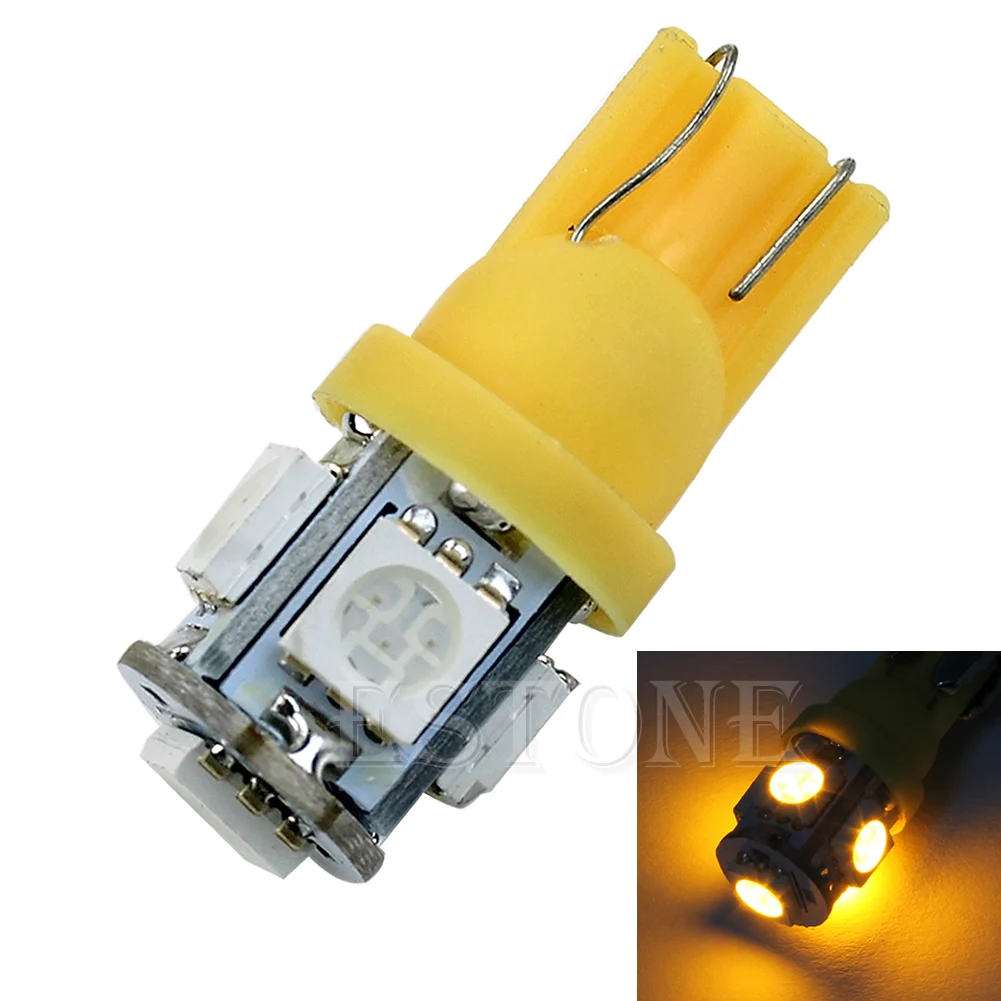 T10 5050 SMD 5 светодиодный Клин хвост автомобиля желтый оранжевый светильник 194 168 W5W