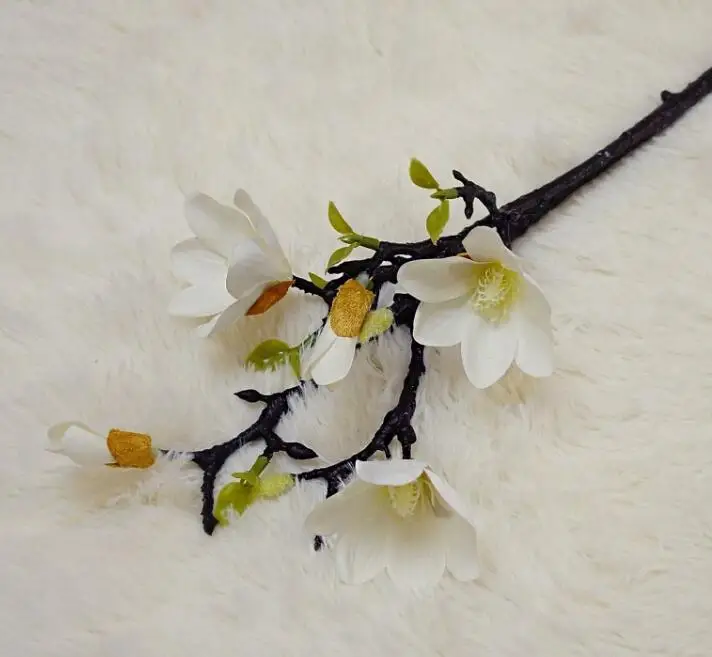 white Magnolia 10 шт.! 3D высокая имитация реальный сенсорный 5 головок Магнолия искусственная Цветочная подделка Магнолия свадебные декоративные цветы - Цвет: white Magnolia
