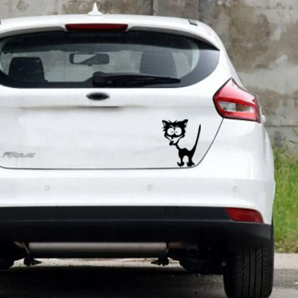 Смешной безумный Кот настенные наклейки для окон автомобиля бампер кузова