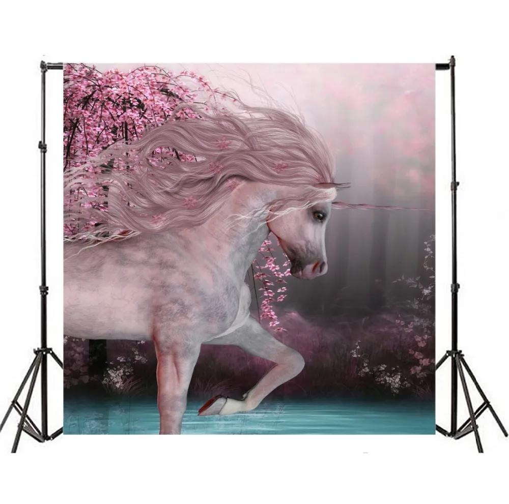 Виниловые фотообои Laeacco Wonderland для фотостудии с изображением единорога Пегаса