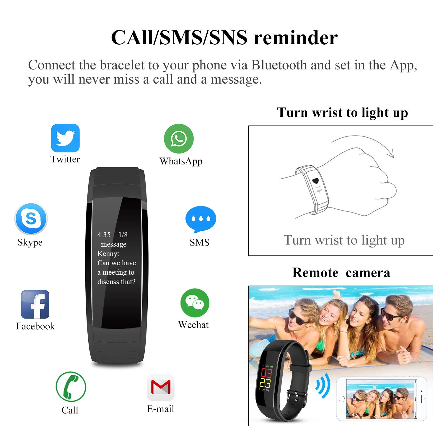 Betreasure UPX Smart Wristband Blood Pressure/Heart Rate Monitor Fitness Bracelet Bluetooth Color Screen Movement Band | Электроника