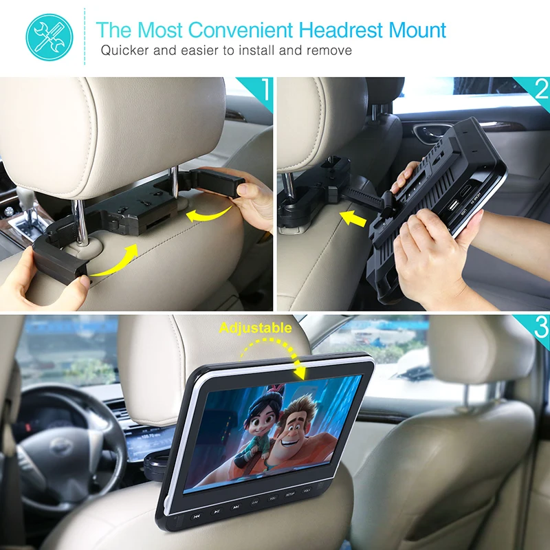 Оптовая продажа 2 шт./лот 10 1 ''Автомобильный подголовник dvd плеер USB/SD/HDMI/FM HD