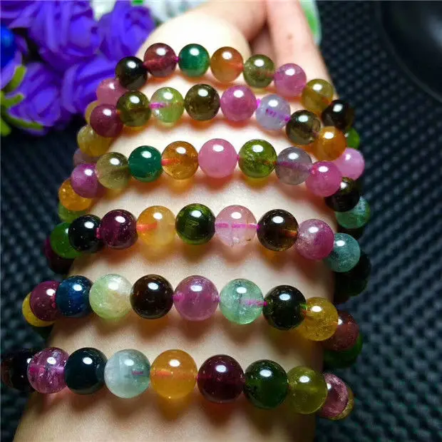 Genuine Natural Colorful Crystal Round Beads Bracelet AAAA 8-7mm | Украшения и аксессуары