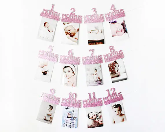 Chicinlife 1-12 месяцев фотография гирлянда 1 год с днем рождения баннер первый день