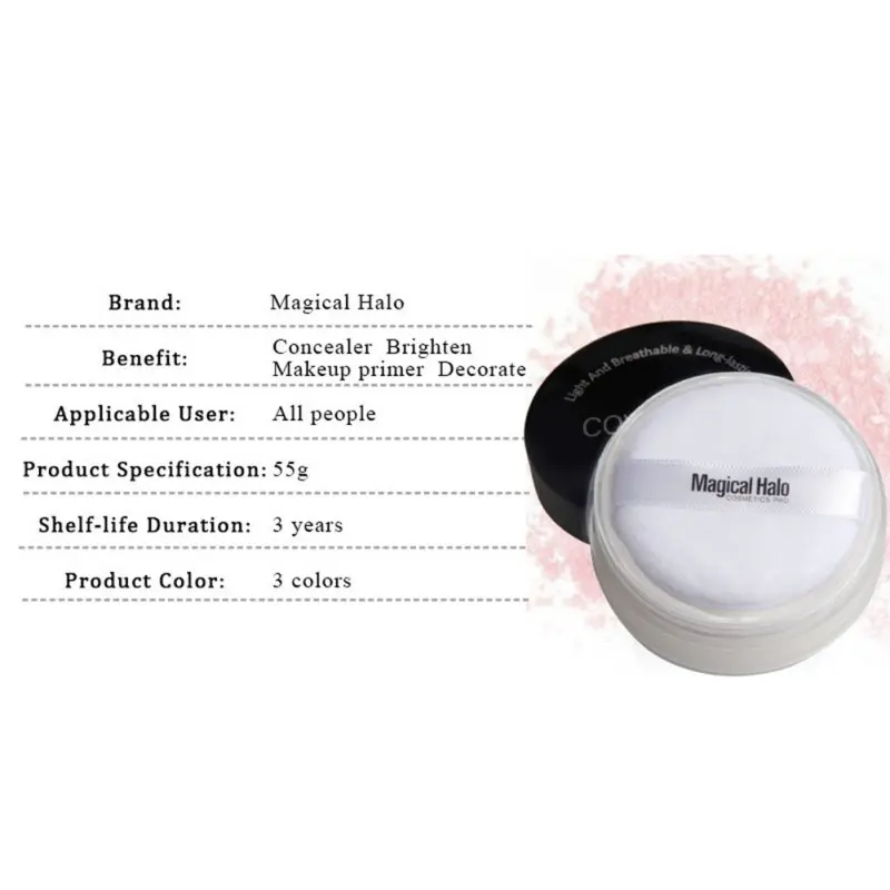 2017 Волшебная пудра Halo Рассыпчатая Основа для макияжа флакон с контролем жирности