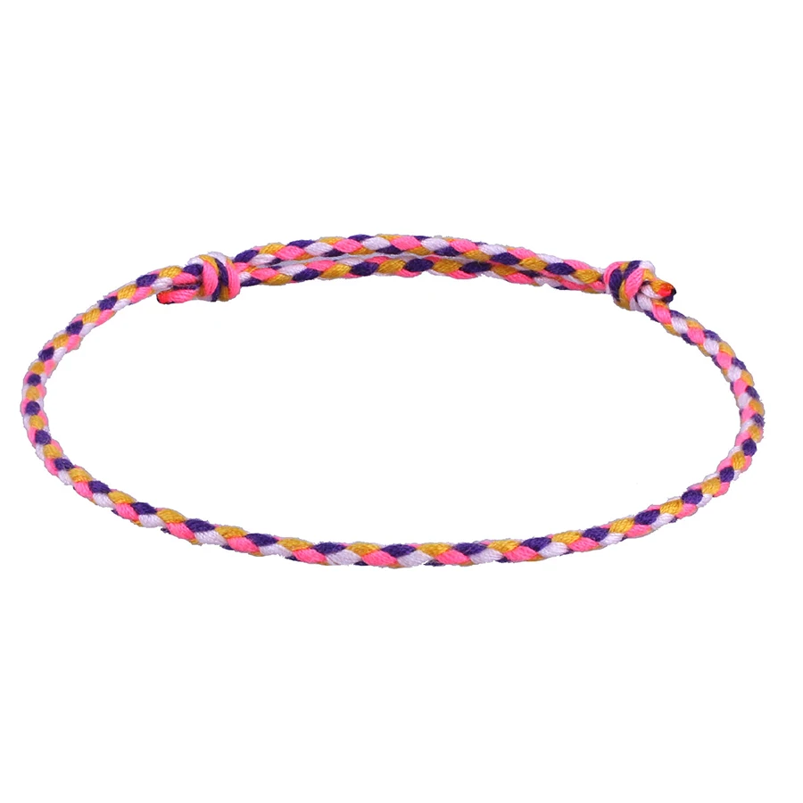 Hot Pink Boho ручной работы плетеный дружбы браслет нить тканая тонкая струна шнур браслет Штабелируемый простой этнические ювелирные изделия подарок для друга - Окраска металла: Hot Pink