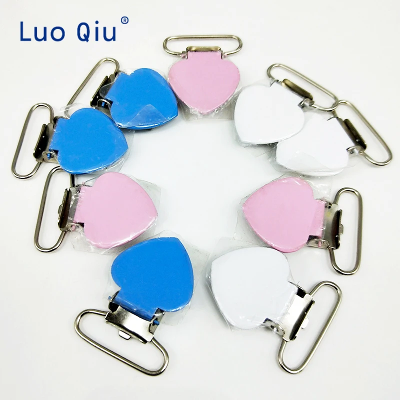 

Peach heart pacifier clip, pendant clothing clip three color optional, nickel plated metal clip, 25 mm, 5 pieces / batch