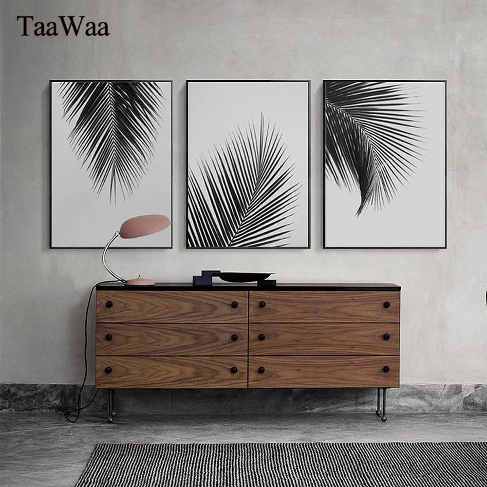 Плакаты и принты TaaWaa с изображением черных белых растений Минималистичная