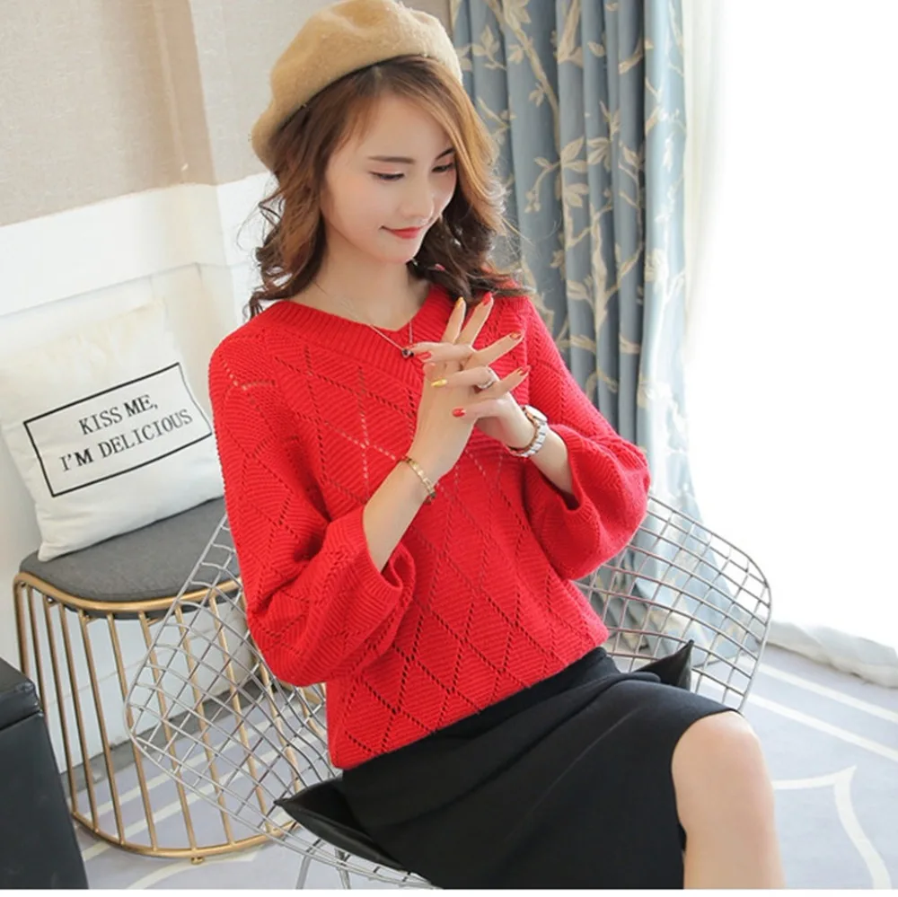 2019 spring summer sexy V-neck hollow pullover Sweater women fashion loose knitted sunscreen sweater Casual thin top female | Женская