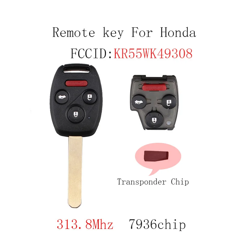 Автомобильный Дистанционный ключ GORBIN KR55WK49308 для Honda Accord Sedan Pilot Smart Car key ID46 чип 313 8