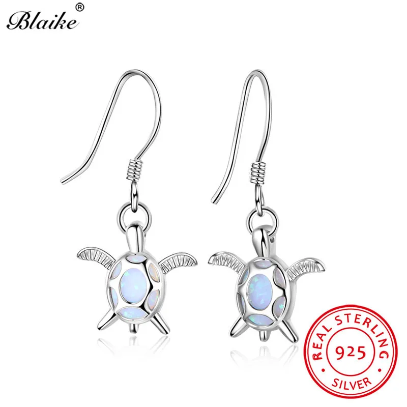 Женские серьги подвески Blaike из 100% настоящего серебра 925 пробы овальные с радужным