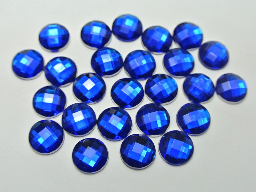 

500 Royal Blue Acrylic Flatback Faceted Round Rhinestone Gems 6mm No Hole
