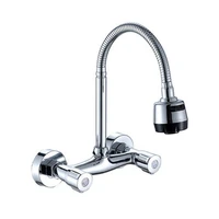 wall mounted kitchen faucet wall kitchen mixers kitchen sink tap 360 degree swivel flexible hose double holes