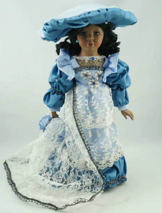 

Cosette Home Decoration Blue Dress Realistic Braids Porcelain Pincess Lady Angel Doll Hot