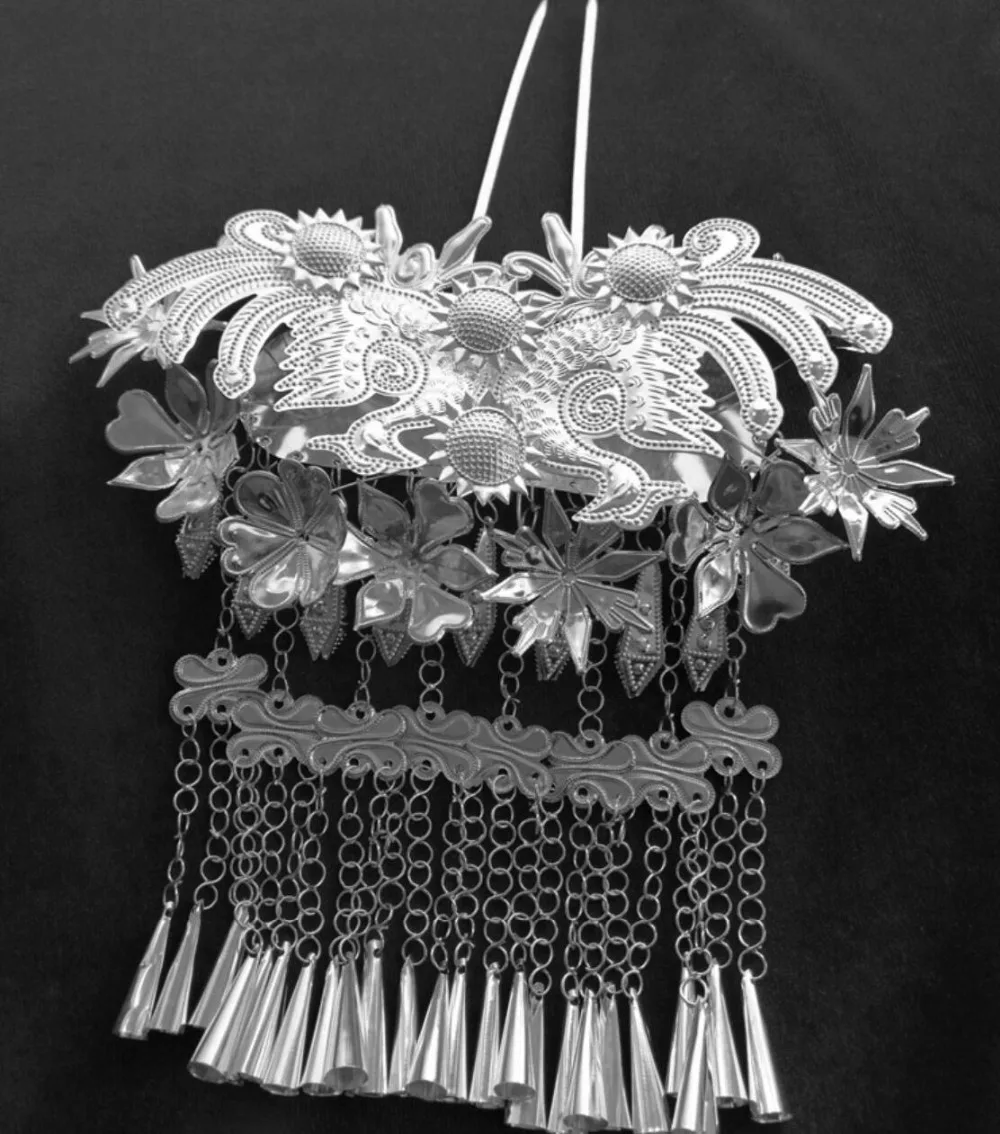 

hot sell new - free shipping Handmade Miao silver Classical costume Hanfu headdress hair Su Buyao long hairpin