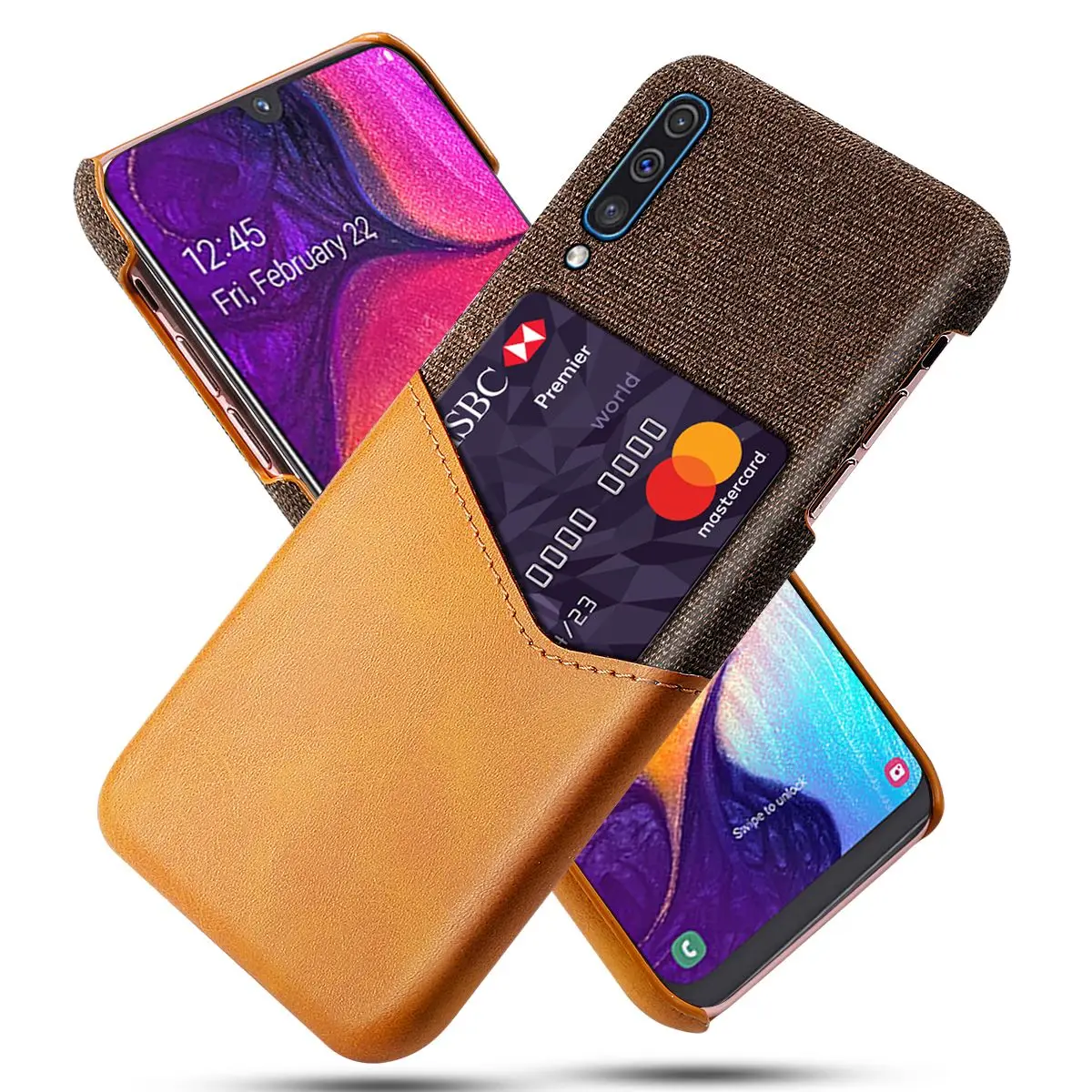 Для samsung Galaxy A60 A50 чехол из искусственной кожи с тканевым держателем для карт 2019