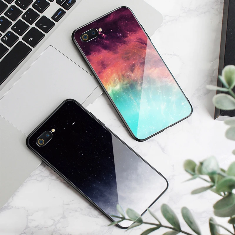 Чехол GFAITH для Realme C2, закаленное стекло, полное покрытие, звездное небо, дизайн, перо, Funda Realme C1 C 2, Funda Coque