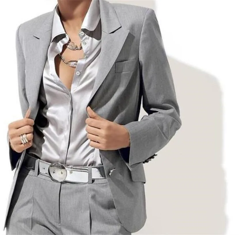 Picture Style6 2019Jacket+Pants Women Business Suit Long Sleeves Blazer Female Office Uniform Ladies Formal Trouser Suits Single Breasted Pink - Цвет: Picture Style6