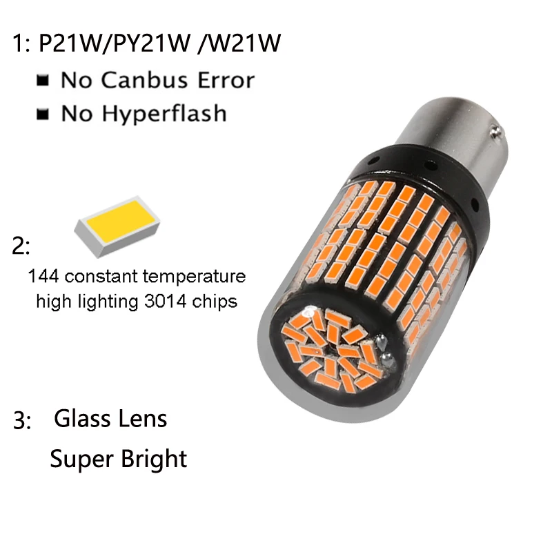 1156 BA15S T20 7440 P21W W21W светодиодный Canbus лампы нет Hyper Flash огни парковочная Лампа Стоп