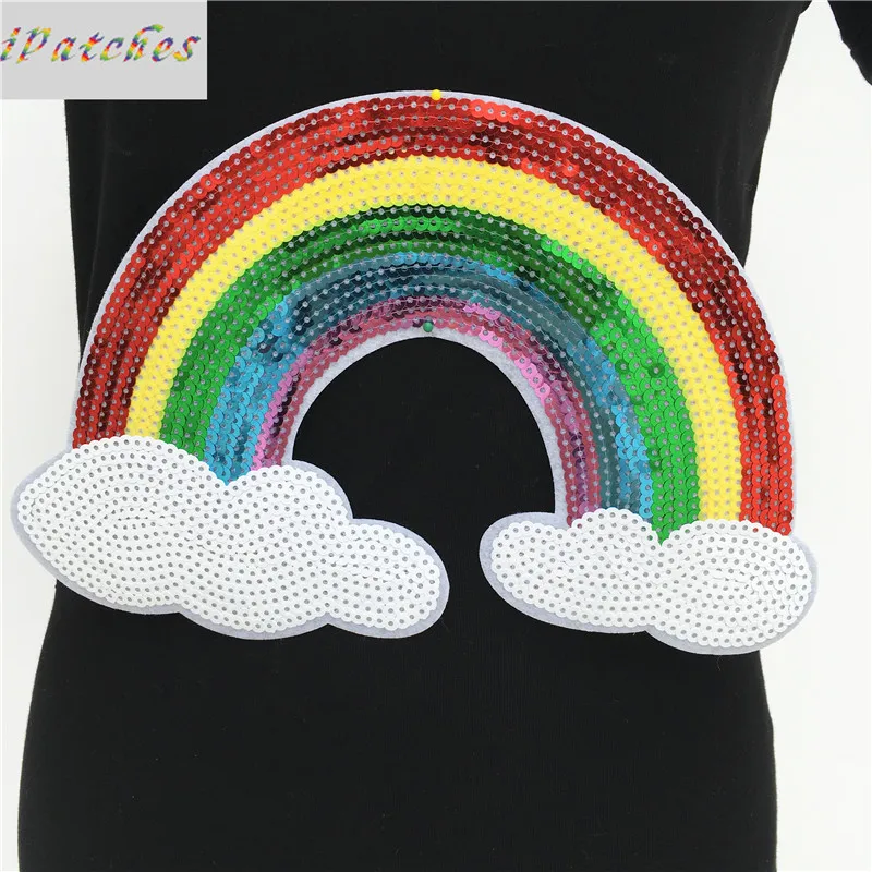 1 шт. Милая Радужная нашивка с блестками термоклейкая аппликация для одежды