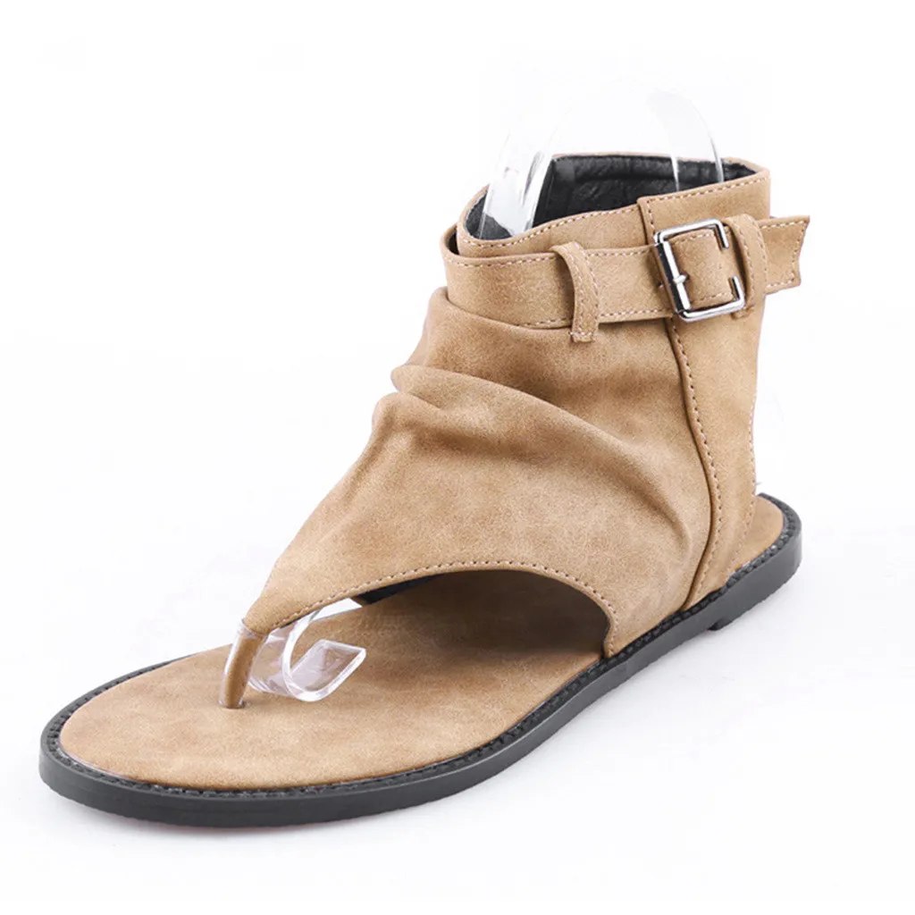 Роскошные женские туфли-гладиаторы на плоской подошве с закрытым носком модные